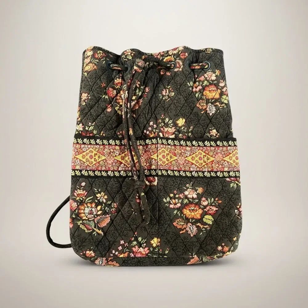 Vera Bradley Drawstring Bucket Backpack Chocolate
